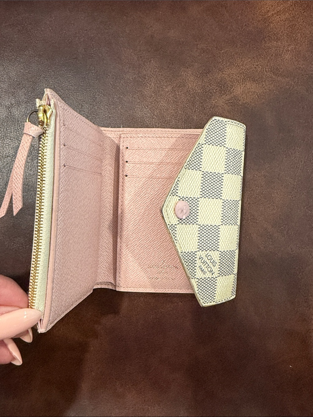 Louis Vuitton Damier Azur Envelope Wallet with Pink Snap - Picture 3 of 6